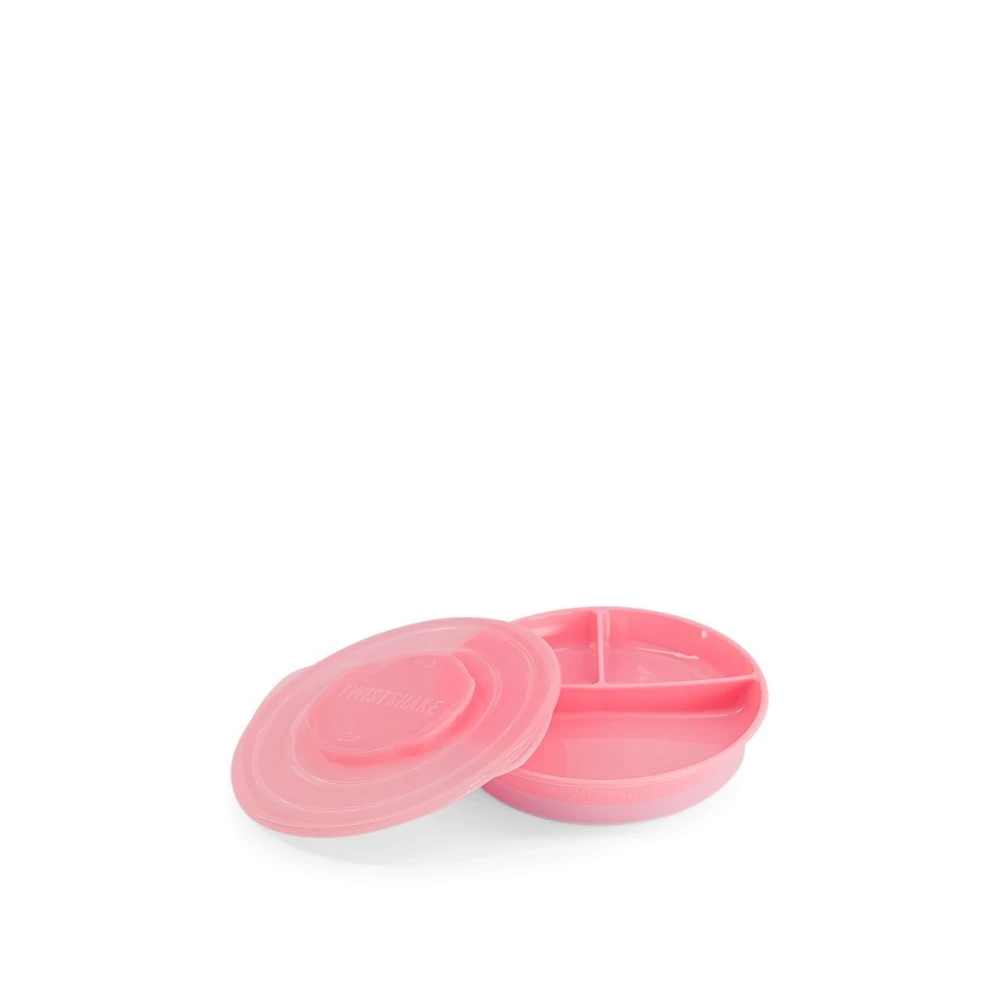 Twistshake Assiette à Compartiments Bébé +6 Mois Pastel Rose