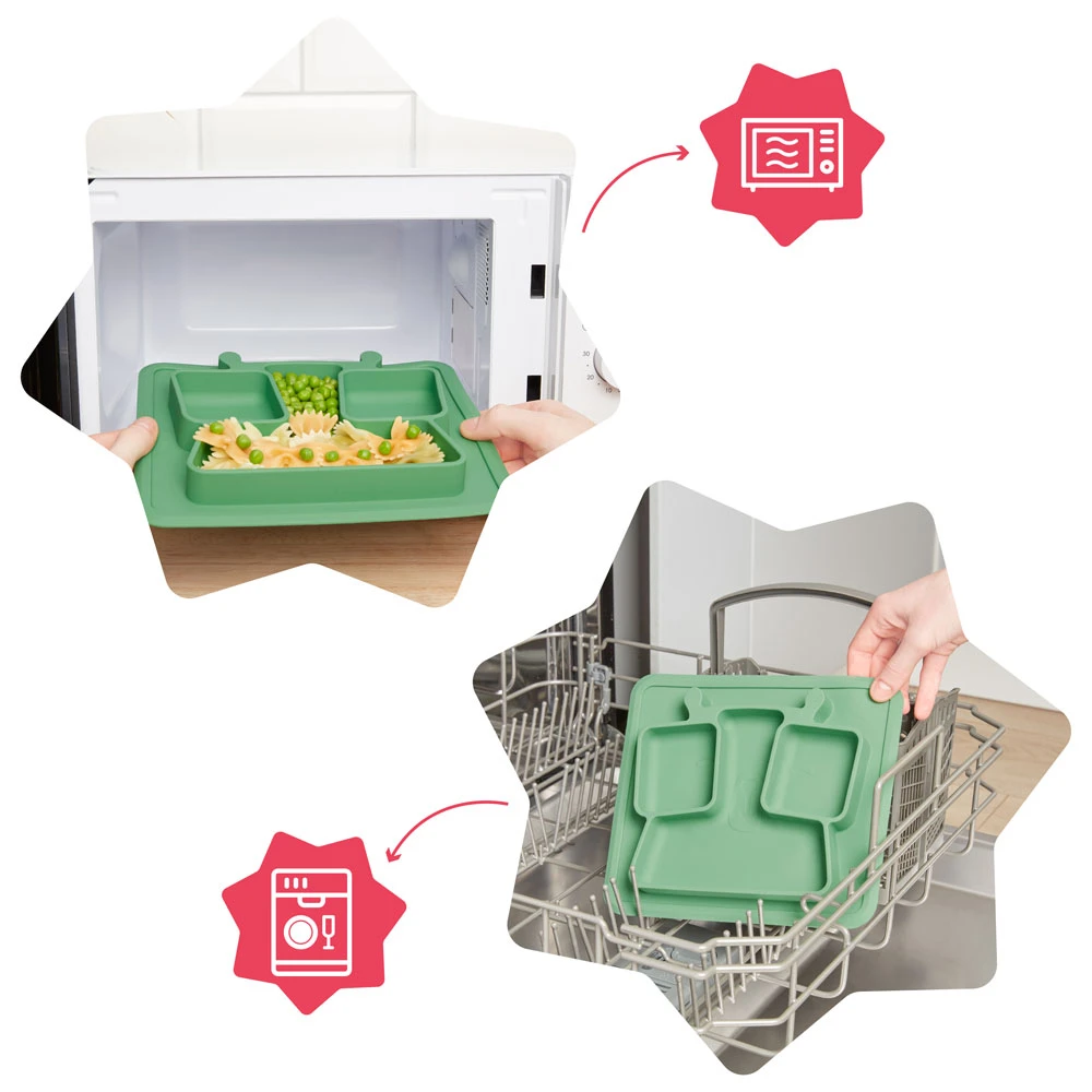 Badabulle Assiette Bébé à Compartiments Anti-dérapante Verte – Image 5